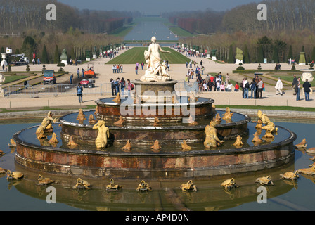 The Bassin de Latone fountain in the gardens at the palace of Versailles Stock Photo