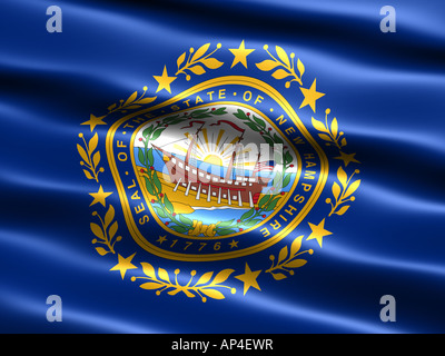 Computer generated illustration of the flag of the state of New Hampshire with silky appearance and waves Stock Photo