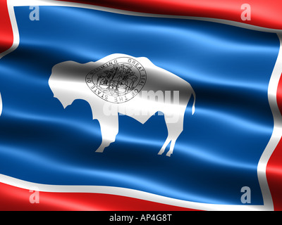 Computer generated illustration of the flag of the state of Wyoming with silky appearance and waves Stock Photo