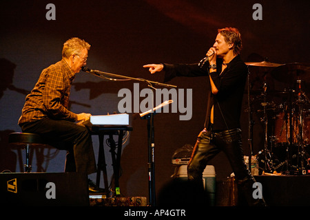 BRETT SCALLIONS sings for RAY MANZAREK RIDERS OF THE STORM with members of the band THE DOORS MONTEREY POP FESTIVAL 2007 CALIF Stock Photo