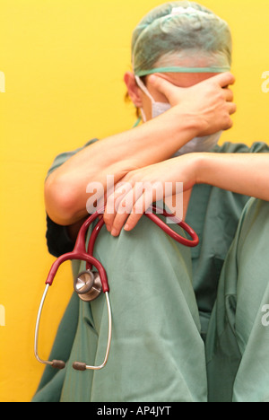 Doctor in a break after a hard workday Stock Photo