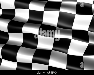 computer generated chequered end of race flag with silky appearance and waves Stock Photo
