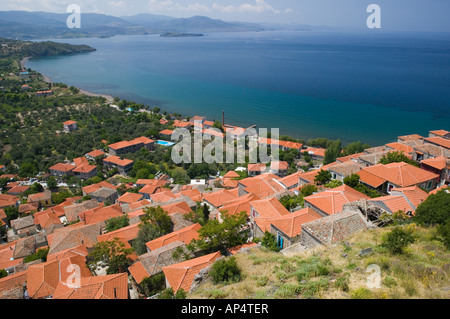 GREECE, Northeastern Aegean Islands, LESVOS , Mithymna . Town View from the 15th century Byzantine, Genoese Castle Stock Photo