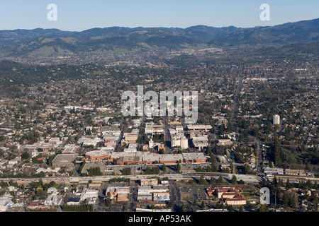 aerial view above Santa Rosa California county seat of Sonoma county Stock Photo