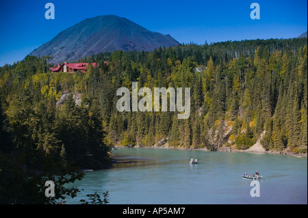 USA, ALASKA, KENAI PENINSULA, COOPER LANDING: Fishing along the Kenai River off Sterling Highway; Stock Photo