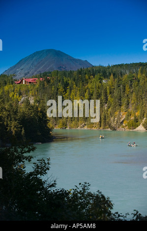 USA, ALASKA, KENAI PENINSULA, COOPER LANDING: Fishing along the Kenai River off Sterling Highway; Stock Photo