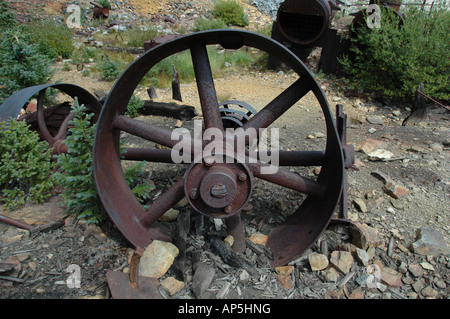 Old mining equipment abandoned at Holy Cross City, a Ghost Town, high in the Colorado Rockies Stock Photo