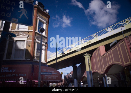 Low angle view of a railway bridge, Brixton, London, England Stock Photo