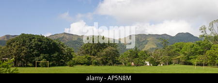 La India Dormida Mountain Range, El Valle de Anton, Republic of Panama - Panoramic composite image. Stock Photo