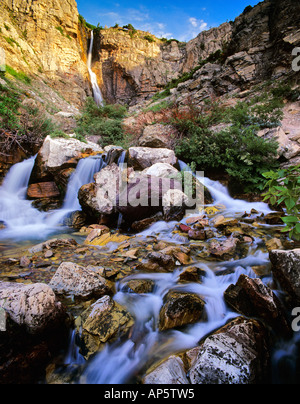 Apikuni Falls in the Many Glacier Valley in Glacier National Park in Montana Stock Photo