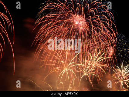 July 4th fireworks over East River in New York City, USA Stock Photo ...