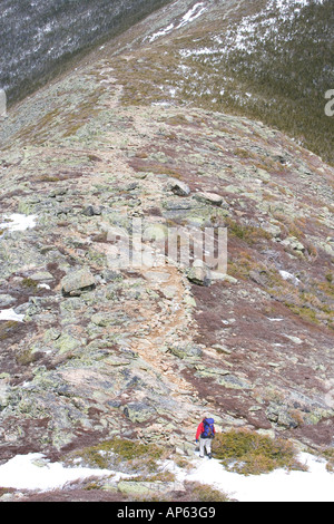 Backpacking on the Bondcliff Trail in New Hampshire's White Mountains. Between Bondcliff and Mt. Bond. Stock Photo