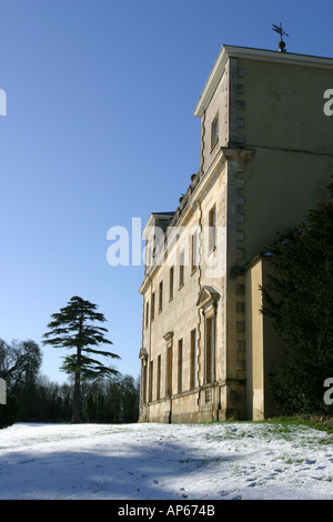 The mansion house and surrounding park of Lydiard Tregoze in the snow Stock Photo