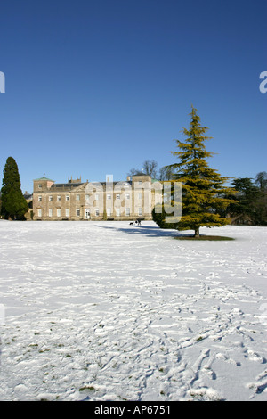 The mansion house and surrounding park of Lydiard Tregoze in the snow Stock Photo