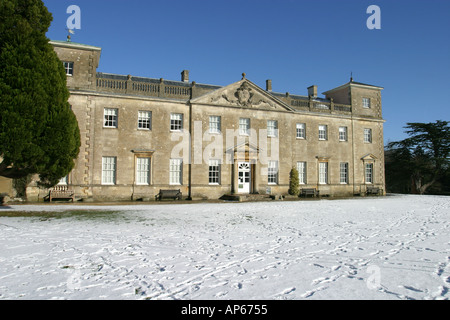 The mansion house and surrounding park of Lydiard Tregoze in the snow Stock Photo