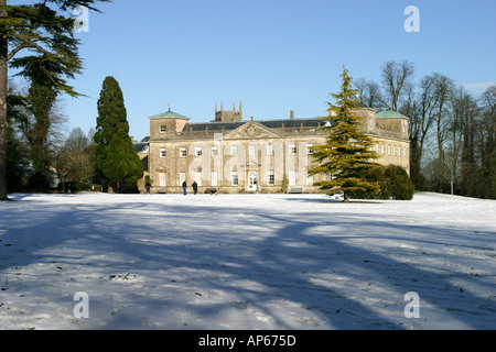 The mansion house and surrounding park of Lydiard Tregoze in the snow Stock Photo