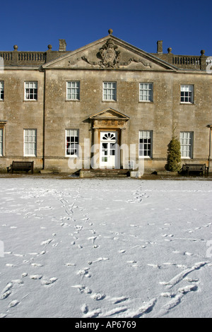 The mansion house and surrounding park of Lydiard Tregoze in the snow Stock Photo