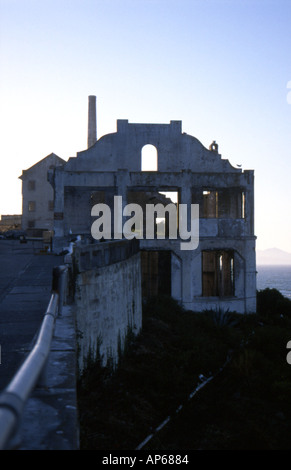 Derelict building on Alcaraz Island part of the prison officers quarters Stock Photo