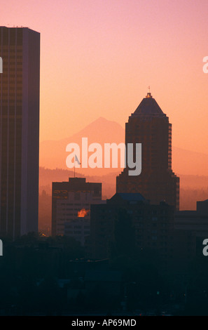 Portland, Oregon skyline looking north. The city sits on the west