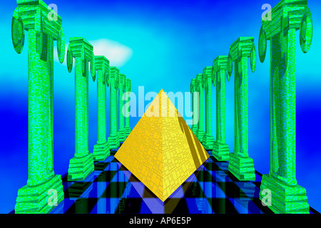 Pyramid 3D Columns, digital composite Stock Photo