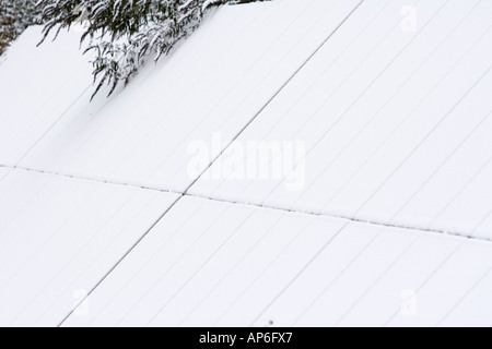 solar panels covered in snow Stock Photo