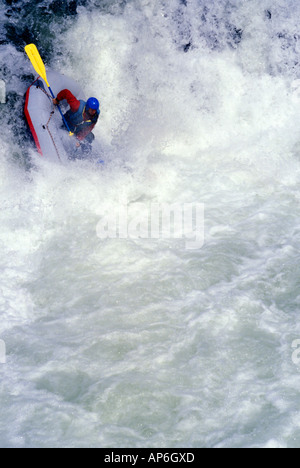 Rafters taking the plunge at Husum falls (MR) Stock Photo