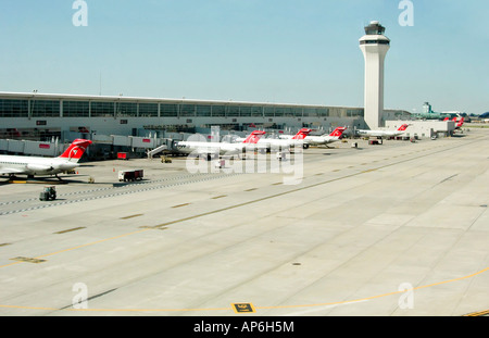 Aircraft of Northwest Airlines at Detroit airport Michigan MI Stock Photo