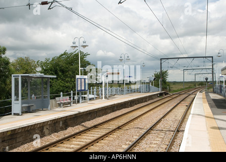 Track and platforms at littleport railway station, england Stock Photo