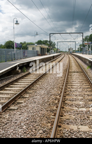 Track and platforms at Littleport railway station, England. Stock Photo