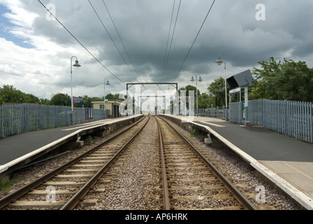 Track and platforms at Littleport railway station, England. Stock Photo