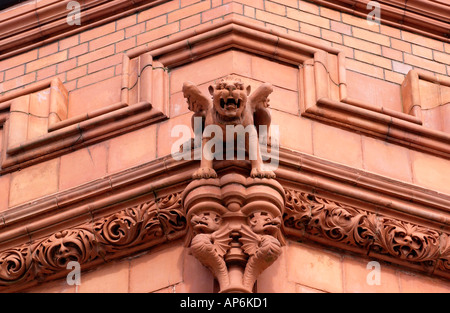 Detail of dragon on Victorian 1896 Pierhead building former home of the Bute Docks Company in Cardiff Bay South Wales UK Stock Photo