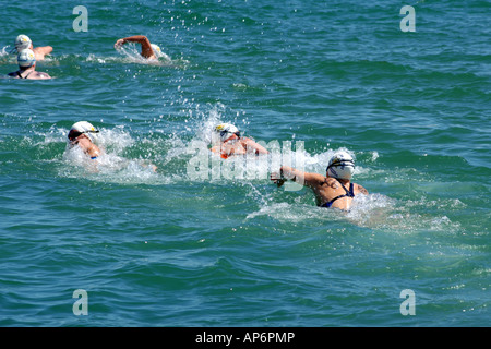 Swimmers take part in an annual swim meet competition Stock Photo