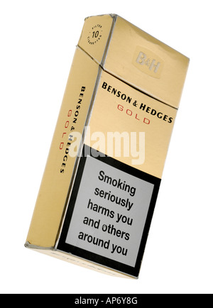 Packet of 10 Benson and Hedges Cigarettes Stock Photo