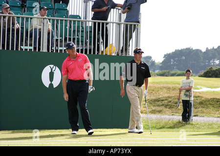 Lee Westwood (right) and Ernie Els (left) Stock Photo