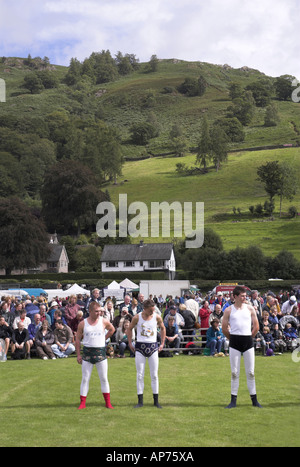Traditional Cumberland wrestling at the Grasmere Show Stock Photo
