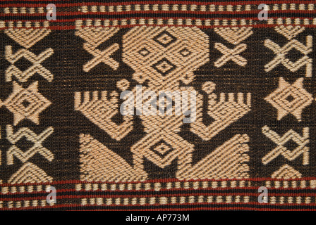 Detail of supplementary warp brocading on a Sumbanese fabric Sumba Indonesia Stock Photo