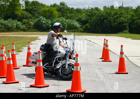 Police Motorcycle Training Obstacle Course Stock Photo 