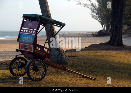 Rickshaw by the beach, Manakara, Eastern Madagascar Stock Photo