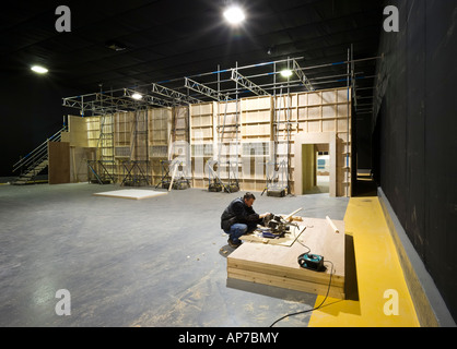 Scenery construction in a TV studio England UK Stock Photo