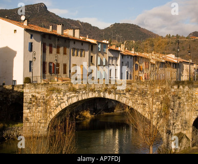 bridge over the river Aude Quillan France Stock Photo