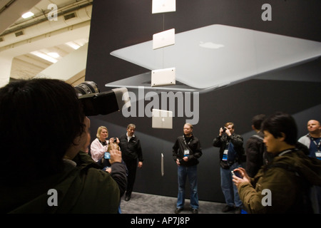 MacWorld 2008 MacBook Air laptop display Stock Photo