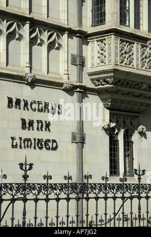 Branch of Barclays Bank in classical style building Park Lane London Stock Photo