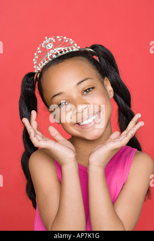 Girl wearing a tiara Stock Photo