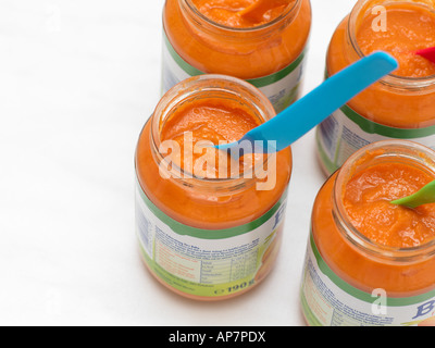 Jars of baby food Stock Photo