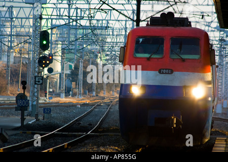 Korail Railway Train Approaching Seoul Station Seoul South Korea Stock Photo