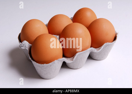 Six Eggs in Box. Stock Photo