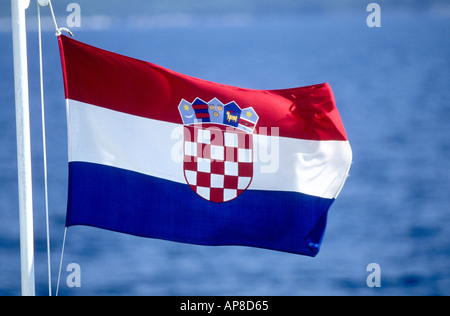 Close-up of Croatian flag, Croatia,  Europe Stock Photo