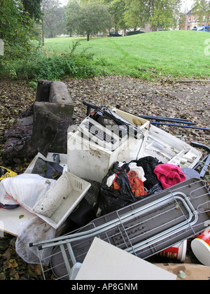 Fly tipping Ladywell Fields Park Lewisham London UK SE4 Stock Photo