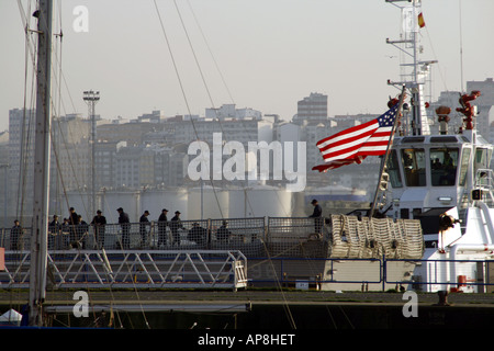 US warship docking in La Coruña, Galicia, Spain Stock Photo