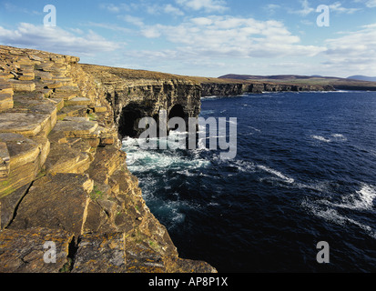 dh South of Bay of Skaill SANDWICK ORKNEY Sea caves cliffs and west coast basalt cave